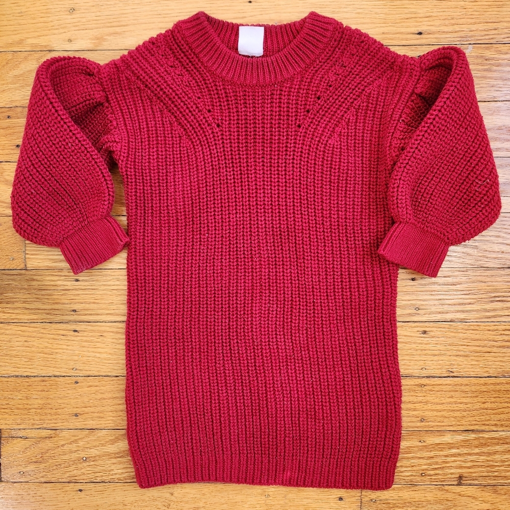 baby Gap red cable knit sweater dress size 12-18 months toddler girls